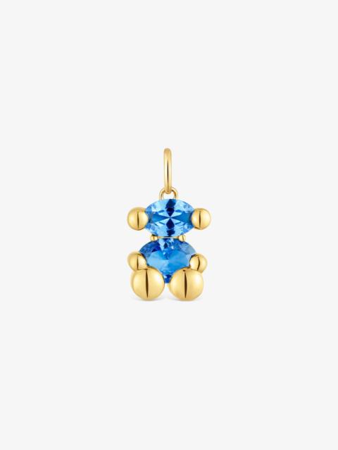 TOUS Small 18K gold vermeil bear motif Pendant with lab-grown green spinel Color Bear LGG