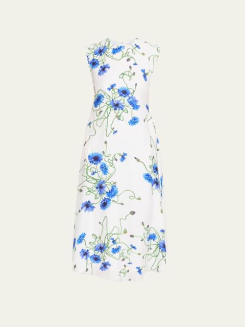 Stella McCartney Floral Print Hammered Viscose Midi Dress
