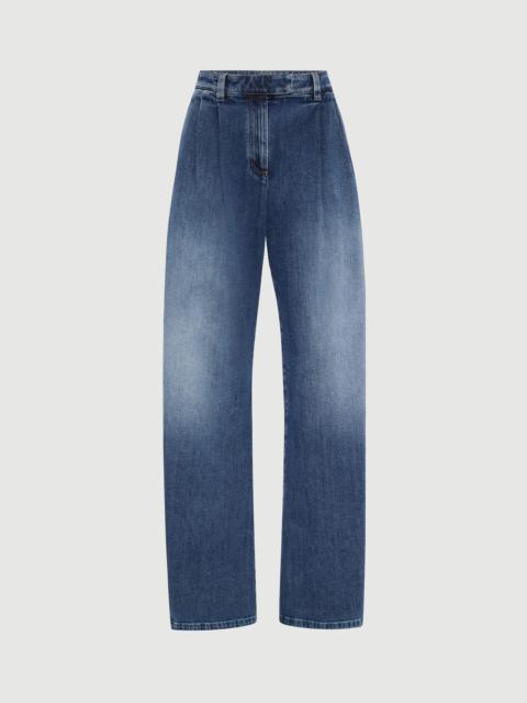 Brunello Cucinelli Comfort cotton denim loose curved trousers with monili