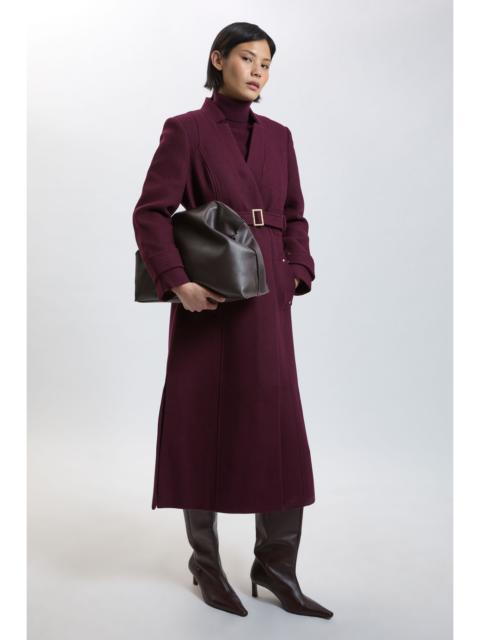 KAREN MILLEN Petite Wool Investment Notch Neck Belted Detail Tailored Maxi Coat