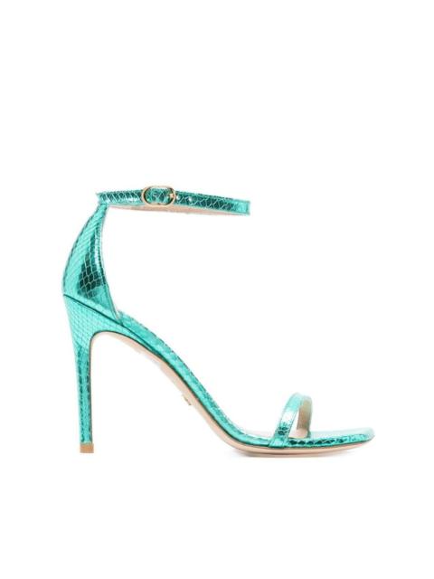 Stuart Weitzman 100mm snakeskin-effect stiletto sandals