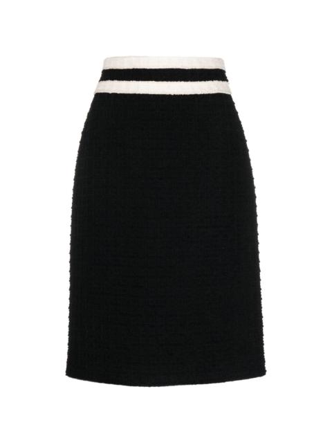 tweed high-waisted midi skirt