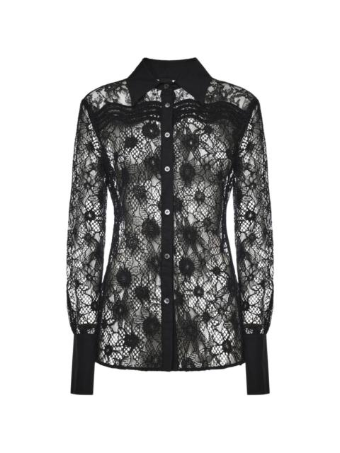 PINKO flower-lace shirt