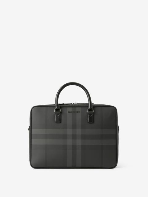 Charcoal Check and Leather Briefcase