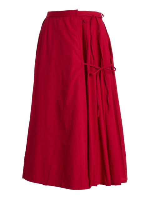 MARLIES GRACE Exclusive Lou Lou Pleated Cotton Midi Skirt red