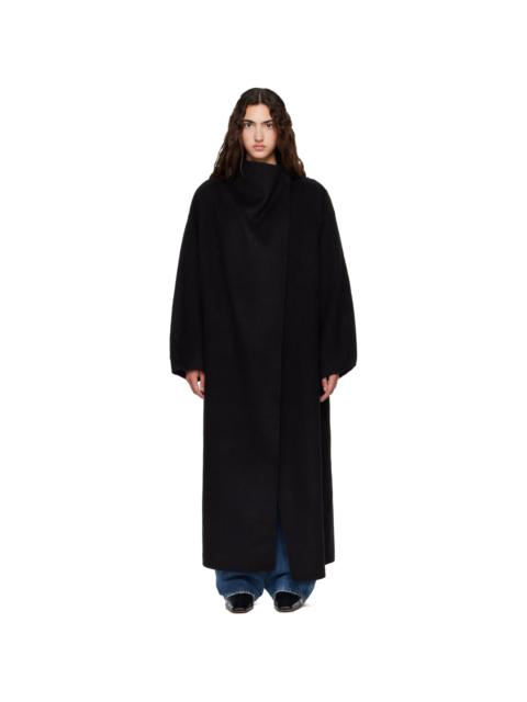 The Frankie Shop Black Leroy Funnel Neck Wool Coat