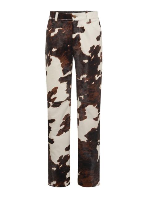 GABRIELA HEARST Rey Straight-leg Five Pocket Pant in Ivory Cognac Multi Pony Hair