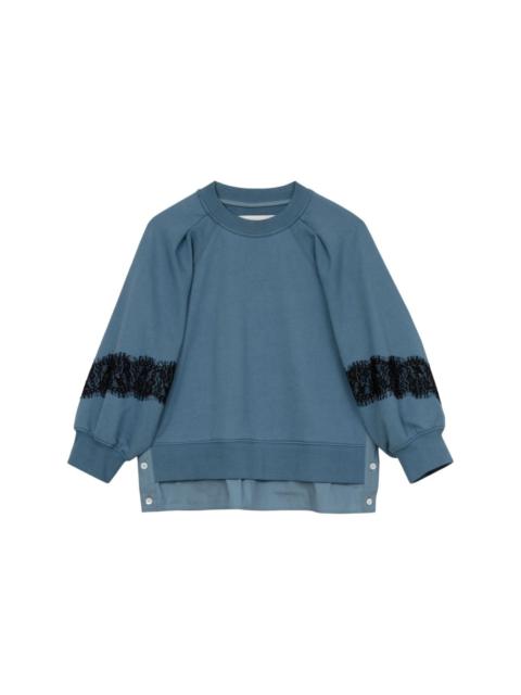 3.1 Phillip Lim lace-detail cotton sweatshirt