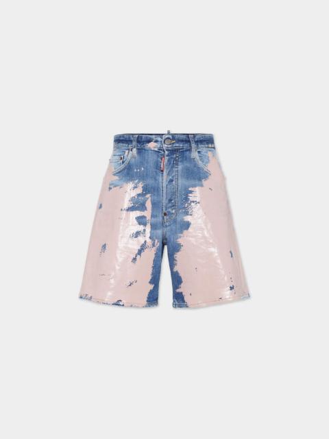 DSQUARED2 PINK LATEX WASH BOXER JEAN SHORTS