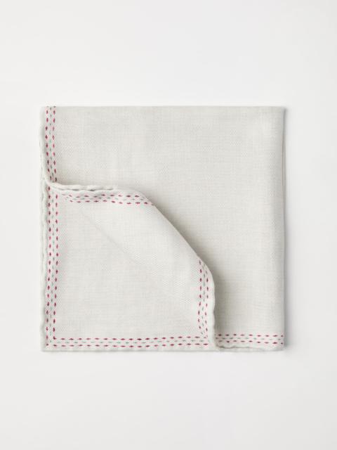 Brunello Cucinelli Silk pocket square with printed logo