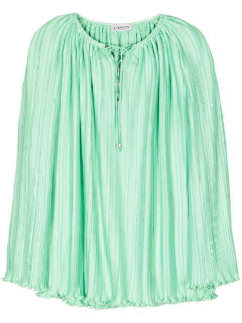 Lanvin tie-neck pleated blouse