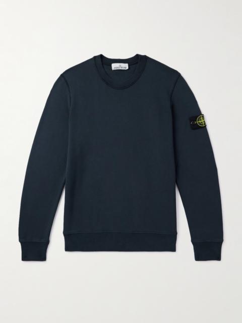 Stone Island Logo-Appliquèd Garment-Dyed Organic Cotton-Jersey Sweatshirt