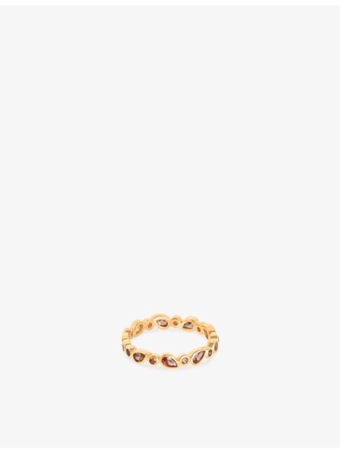 ASTRID & MIYU Sunset Pear 18ct Gold-Plated Sterling-Silver and Cubic Zirconia Band Ring