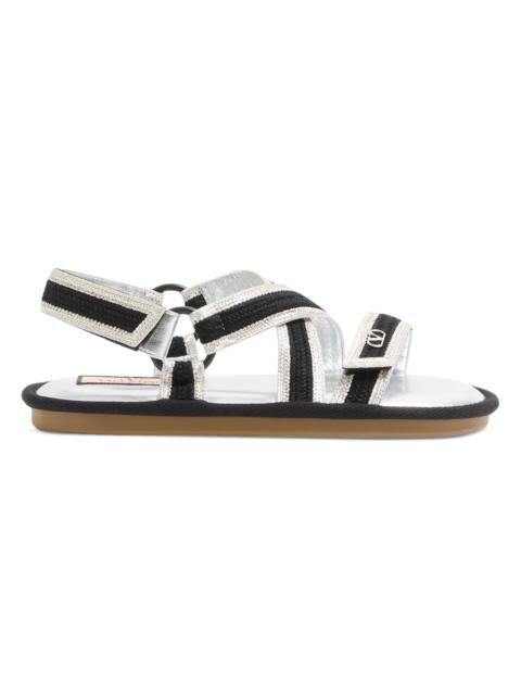 Valentino Women's Lake Powell Sandals with Crochet Embroidery - Black Silver
