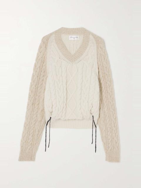 Color-block cable-knit wool sweater