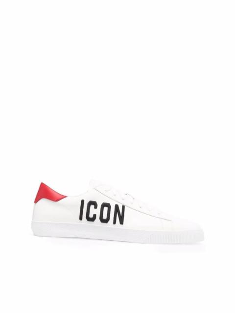 Icon embroidered leather trainers
