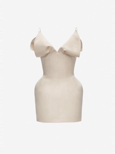 MAGDA BUTRYM V-neck corset mini dress in cream
