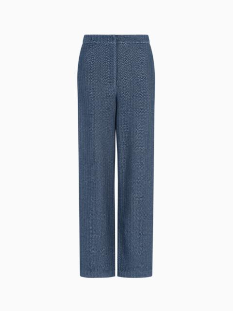 EMPORIO ARMANI CHEVRON-MOTIF JERSEY TROUSERS