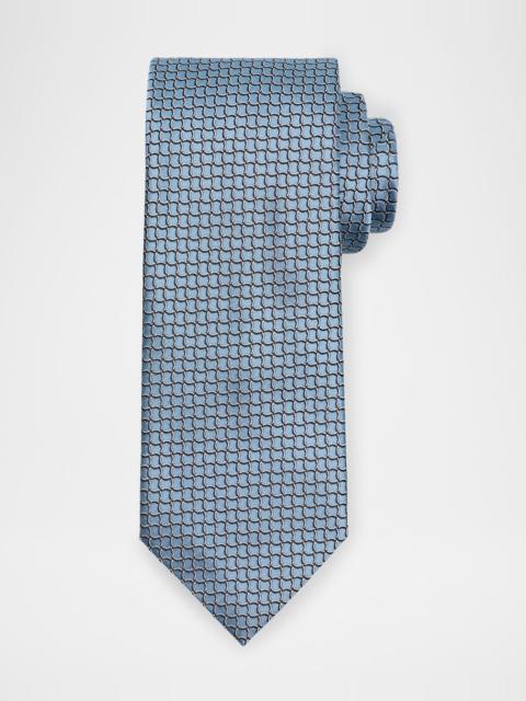 ZEGNA Men's Geometric Net Jacquard Silk Tie