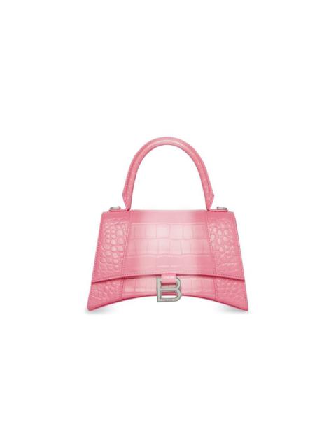 Women's Hourglass Small Handbag Embossed Calfskin in Pink