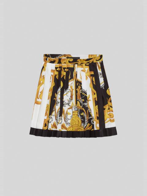 Acanthus Print Pleated Silk Mini Skirt