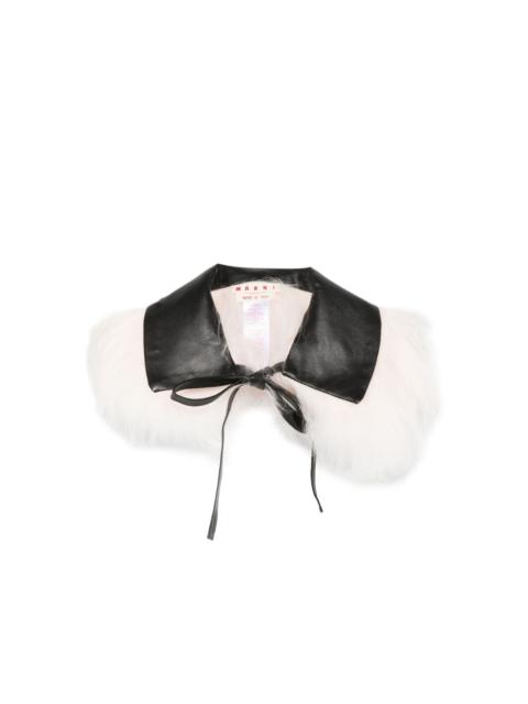 Marni leather-trimmed fur collar
