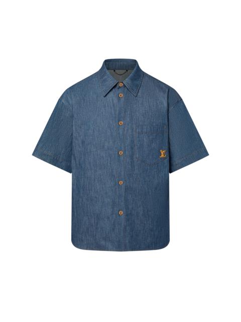 Short-Sleeved Cotton Chambray Shirt