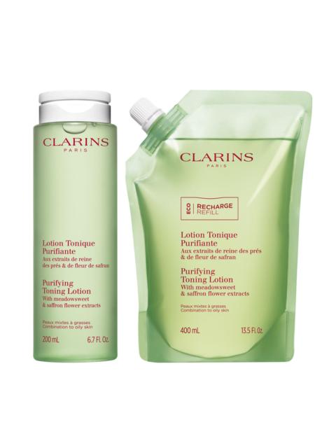 CLARINS Purifying Toning Lotion Refill Kit | Full Size Purifying Toner & Refill | For Oily Skin