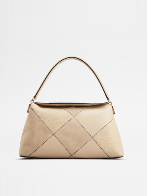 Tod's TOD'S T CASE TOTE MESSENGER BAG IN LEATHER SMALL - BEIGE