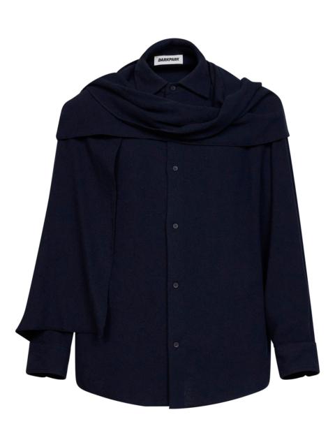 DARKPARK Blue george cashmere wool detachable scarf shirt