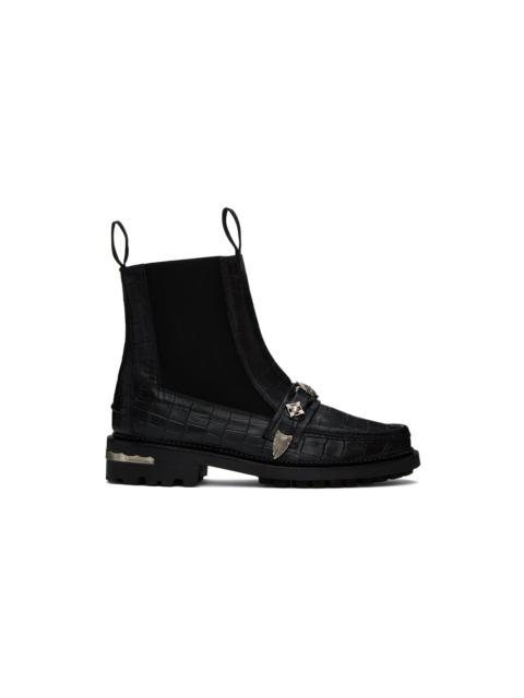 TOGA VIRILIS Black Croc Chelsea Boots