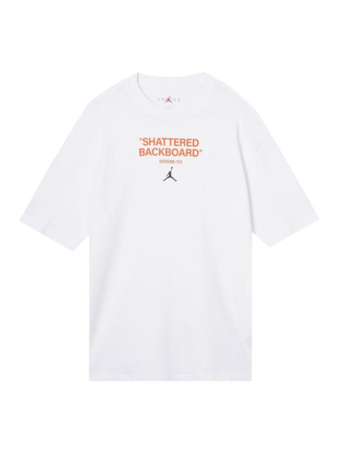 Jordan Men's Air Jordan Alphabet Pattern Round Neck Short Sleeve White T-Shirt DV9727-100