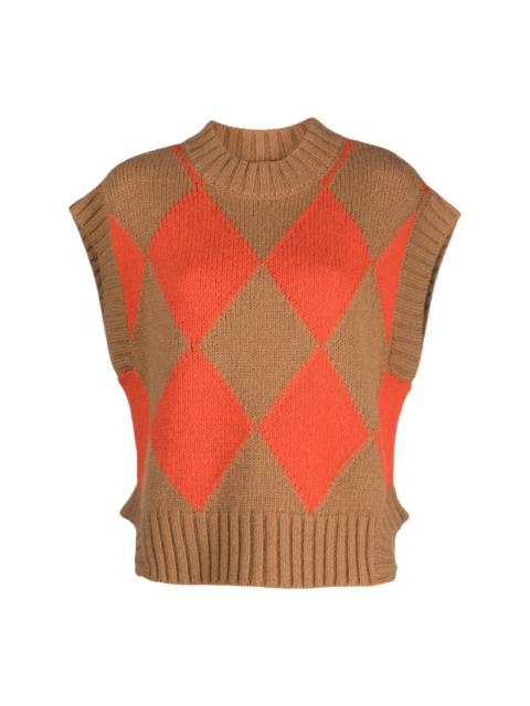 La DoubleJ argyle-print knitted vest