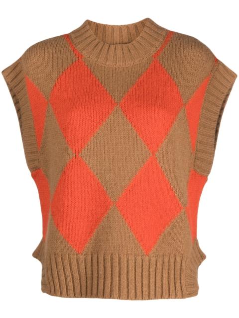 La DoubleJ argyle-print knitted vest