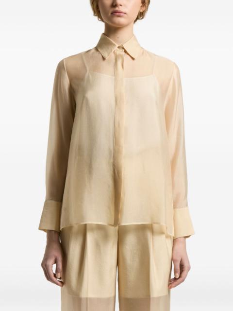 PESERICO sheer-panel collared shirt