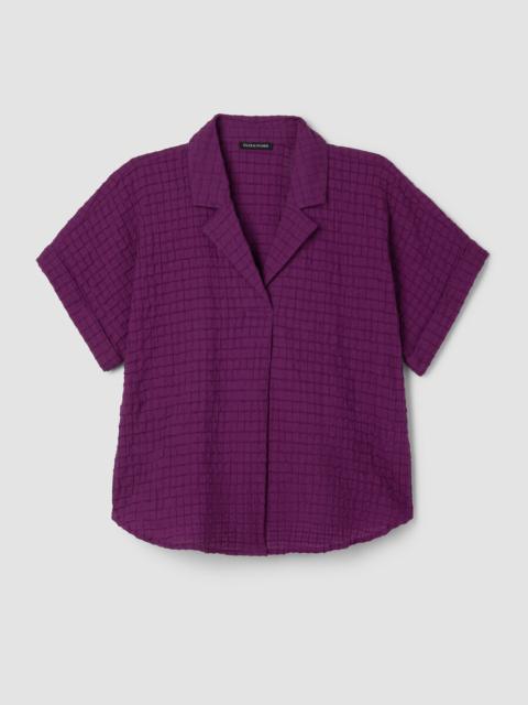 EILEEN FISHER Organic Cotton Voile Box Notch Collar Shirt