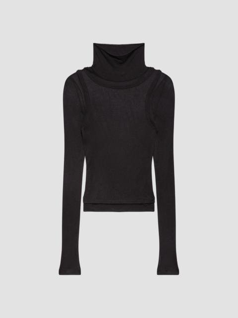 Helmut Lang Women's Layered Sheer Turtleneck Top - Vintage Black
