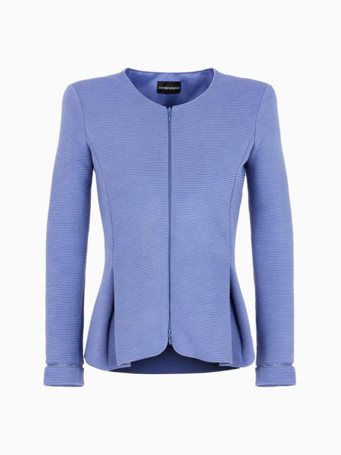 EMPORIO ARMANI Ottoman jersey, single-breasted jacket with godet pleats