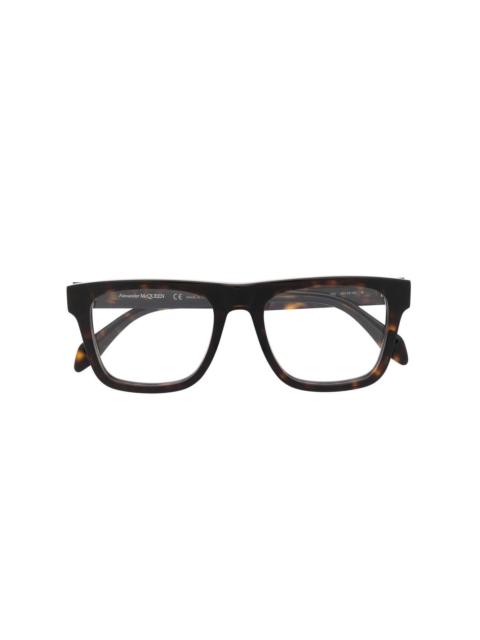 Alexander McQueen tortoiseshell-effect square-frame glasses