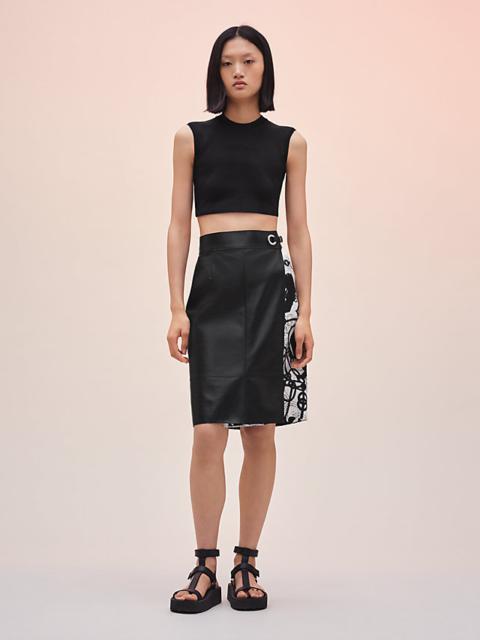 Hermès "Cliquetis Tattoo Aquarelle" mixed materials leather skirt