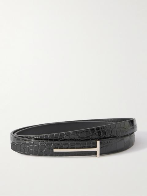 TOM FORD Croc-effect Leather Belt