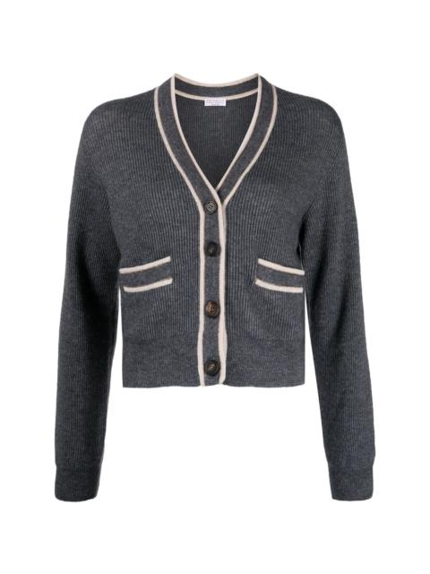 V-neck knitted cardigan