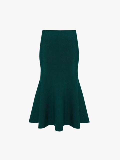 Victoria Beckham VB Body Flared Skirt In Lurex Green