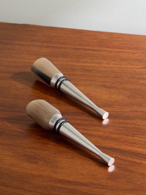 Brunello Cucinelli Set of Two Horn and Stainless Steel Bottle Stoppers