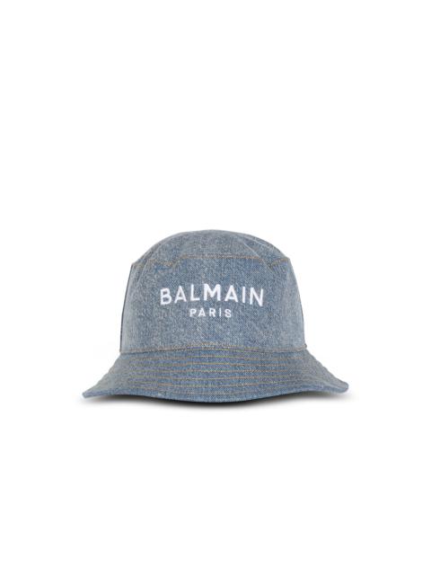 Balmain HIGH SUMMER CAPSULE - Denim jean bucket hat with Balmain logo