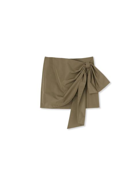 Poplin draped mini skirt with bow