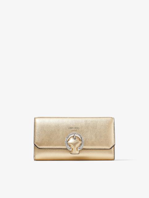 JIMMY CHOO Wallet W/chain
Gold Metallic Nappa Wallet with Crystal Buckle