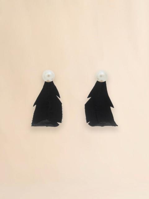 Marni BLACK FABRIC FEATHER EARRINGS