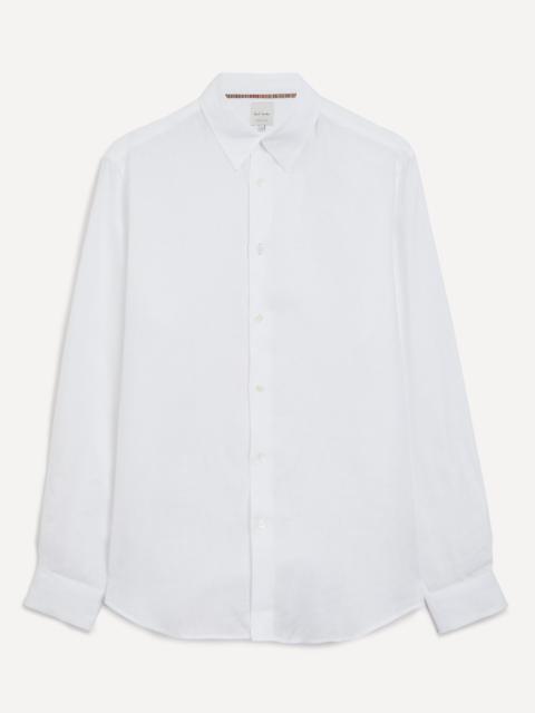 White Linen Button-Down Shirt