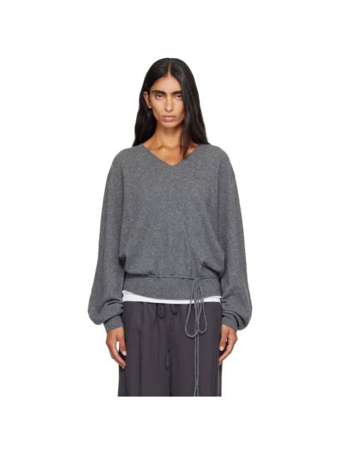 LE17SEPTEMBRE Gray Pure Cashmere V-Neck Sweater